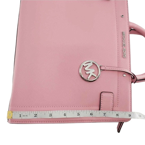 MICHAEL KORS Rayne Medium Saffiano Leather Satchel Crossbody Bag Carnation NWT - Picture 13 of 16